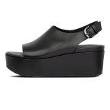 ELOISE BACK STRAP LEATHER WEDGES - ALL BLACK