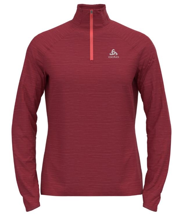 MIDLAYER 1/2 ZIP RUN EASY WARM - DEEP CLARET MELANGE