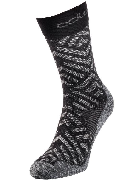 SOCKS QUARTER CERAMICOOL HIKE GRAPHIC - BLACK / ODLO STEEL GREY