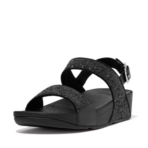 LULU GLITTER BACK-STRAP SANDALS - BLACK GLITTER 