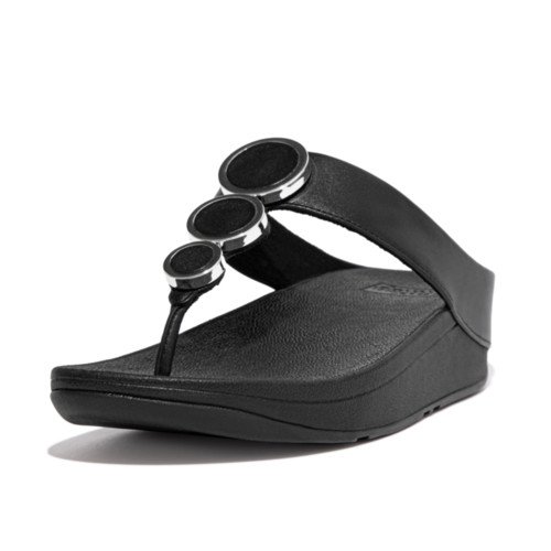 HALO LEATHER TOE-POST SANDALS - ALL BLACK