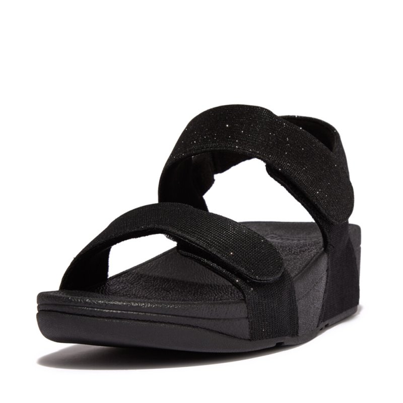 LULU ADJUSTABLE SHIMMERLUX BACK-STRAP SANDALS - All Black