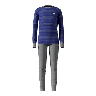 SET ACTIVE WARM KIDS - GREY MELANGE / CLEMATIS BLUE / STRIPES