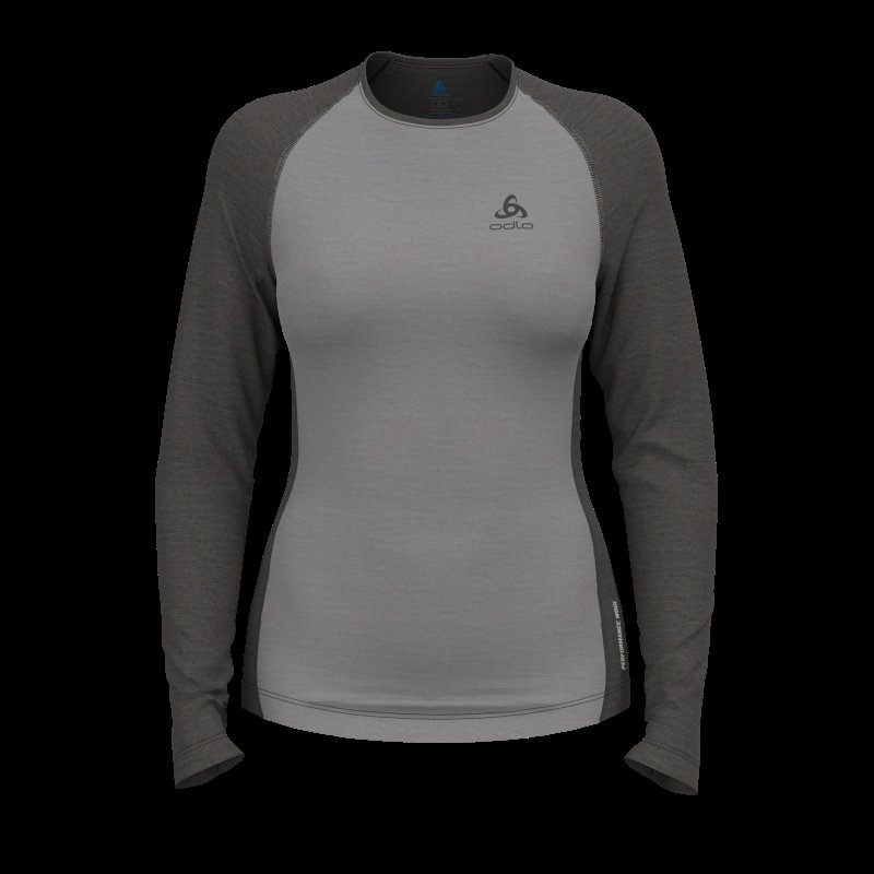 BL TOP CREW NECK L/S NATURAL PERFORMANCE - GREY MELANGE / DARK GREY MELANGE