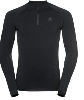 BL TOP TURTLE NECK L/S HALF ZIP PERFORMA - BLACK / NEW ODLO GRAPHITE GREY