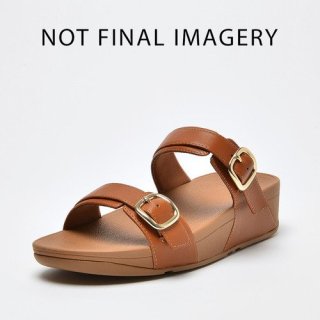 LULU ADJUSTABLE LEATHER SLIDES - LIGHT TAN 