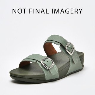 LULU SHIMMER ADJUSTABLE SLIDES - BAY GREEN