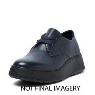 F-MODE LEATHER FLATFORM LACE-UP DERBIES - MIDNIGHT NAVY
