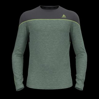 BL TOP CREW NECK L/S REVELSTOKE PW 150 - MATTE GREEN / DARK GREY MELANGE