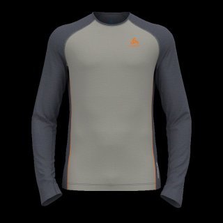 BL TOP CREW NECK L/S NATURAL PERFORMANCE - SILVER CLOUD / INDIA INK MELANGE