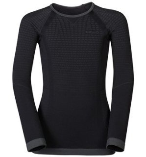 BL TOP CREW NECK L/S PERFORMANCE WARM EC - BLACK   ODLO GRAPHITE GREY