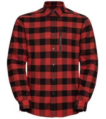 SHIRT L/S HALDEN CHECK - BLACK / KETCHUP