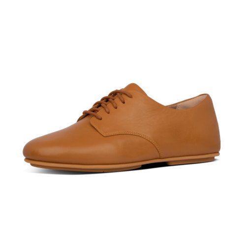 ADEOLA LEATHER LACE UP DERBYS - LIGHT TAN