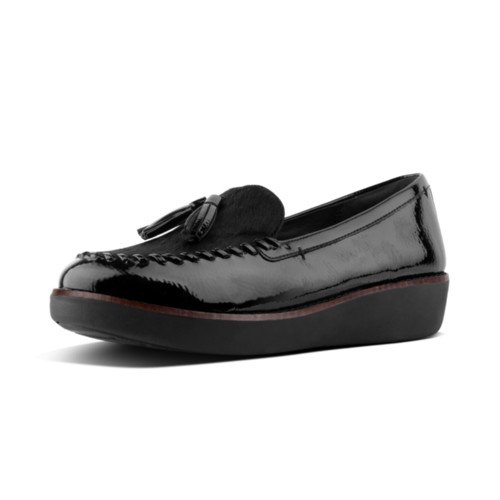 PAIGE FAUX PONY MOACCASSIN - BLACK