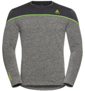 BL TOP CREW NECK L/S PERFORMANCE WOOL 15 - ODLO GRAPHITE GREY MELANGE  / LOUNGE LIZARD