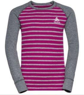 BL TOP CREW NECK L/S ACTIVE WARM ECO KID - ODLO STEEL GREY MELANGE  / FESTIVAL FUCHSIA