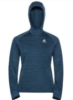 MID LAYER HOODY RUN EASY WARM - BLUE WING TEAL MELANGE