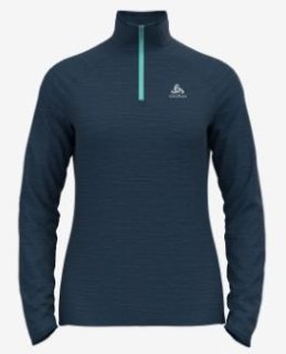 MID LAYER 1/2 ZIP RUN EASY WARM - BLUE WING TEAL MELANGE