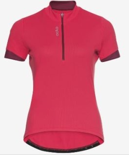 T_SHIRT S/U COLLAR S/S 1/2 ZIP ESSENTIAL - PARADISE PINK / RASPBERRY FUDGE