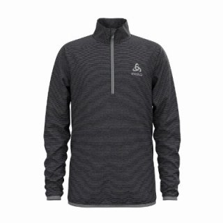 MID LAYER 1/2 ZIP ROY KIDS STRIPE - SHALE GREY / BLACK STRIPES
