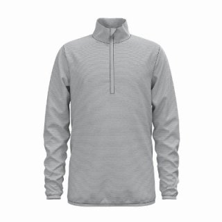 MID LAYER 1/2 ZIP ROY KIDS STRIPE - ODLO SILVER GREY / WHITE / STRIPES
