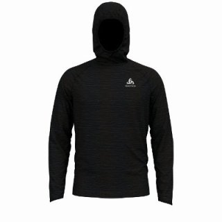 MID LAYER HOODY RUN EASY WARM - BLACK MELANGE