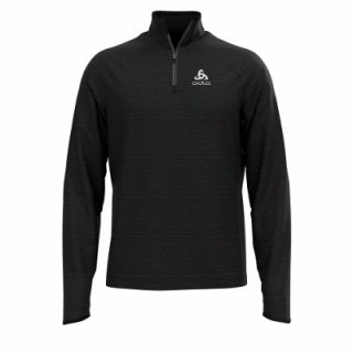 MID LAYER 1/2 ZIP RUN EASY WARM - BLACK MELANGE